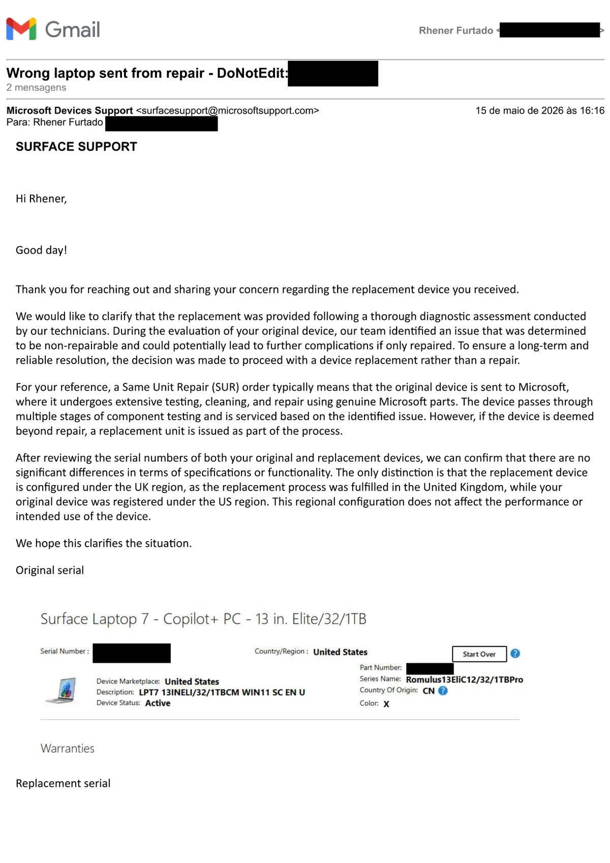全球仅 50 台:一台 50 周年纪念版微软 Surface Laptop 7 笔记本送修后丢失